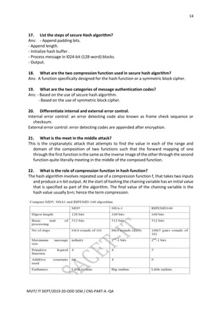Cryptography Coding Questions Cryptography and network security part a question and answers | PDF