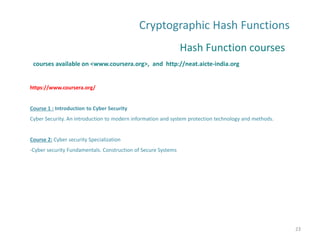 CRYPTOGRAPHY & NETWORK SECURITY- Cryptographic Hash Functions | PDF