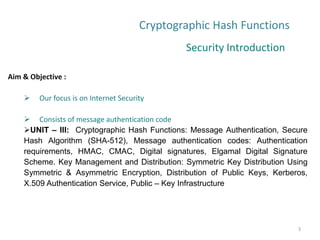 CRYPTOGRAPHY & NETWORK SECURITY- Cryptographic Hash Functions | PDF