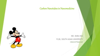 Carbon Nanotubes in Nanomedicine
MD. BABU MIA
FLSB, SOUTH ASIAN UNIVERSITY
mdbabumia777@gmail.com
 