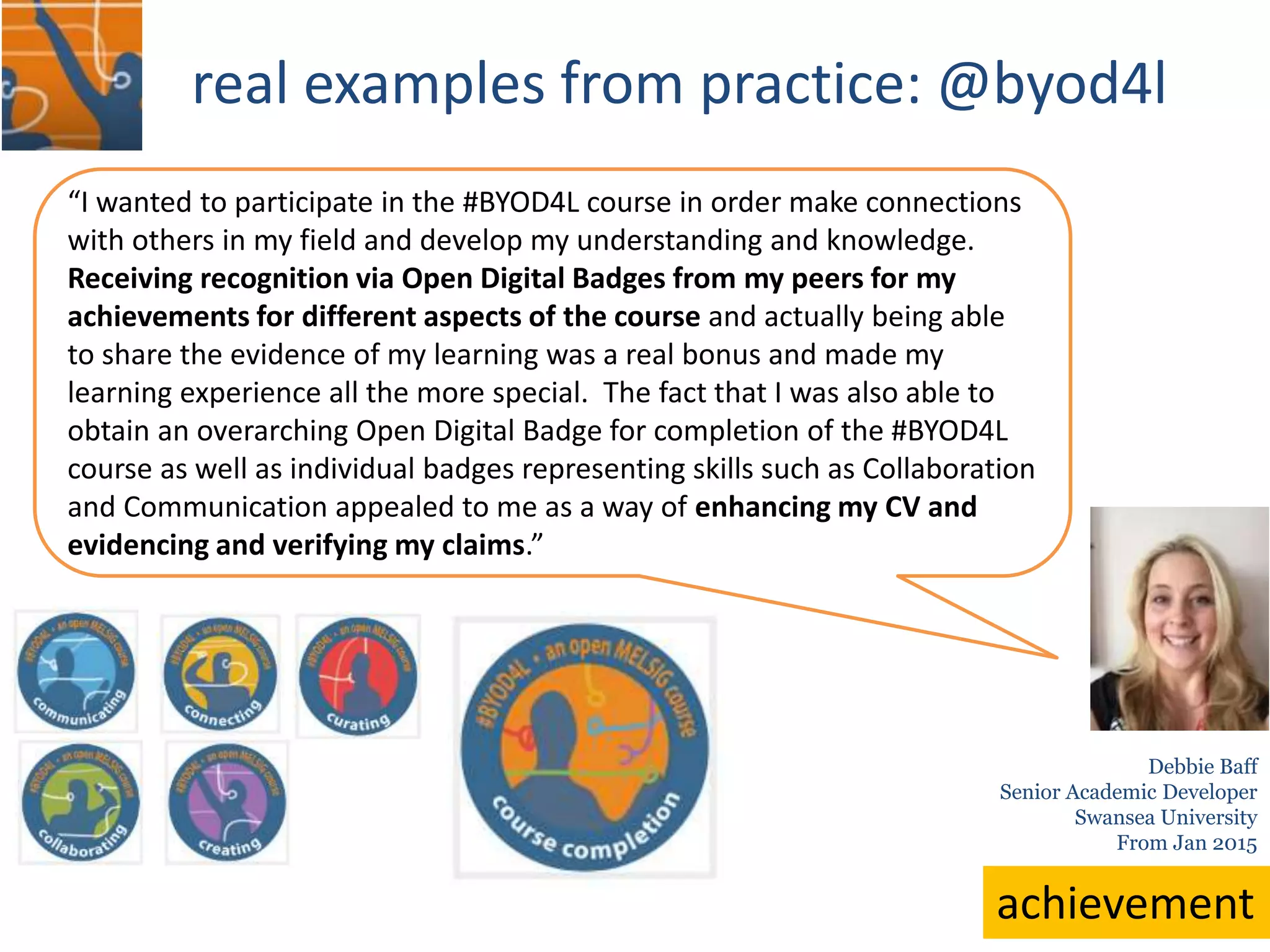 • 9 Dec 15 http://bryanmmathers.com/badge-
taxonomy-v0-2/
 