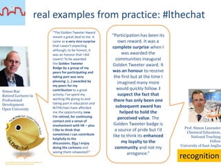 Badges in HE, exploring the potential >>> presentation used for the TLC debate