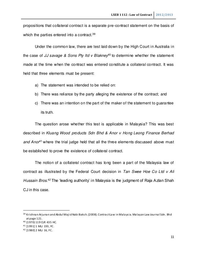 Parol Evidence Rule And Collateral Contract