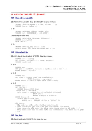 [Cntt] giáo trình sql và pl sql | PDF