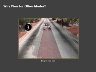 People on a bus
Why Plan for Other Modes?
 