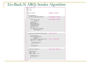 Go-Back-N ARQ: Sender Algorithm
 