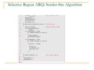 Selective Repeat ARQ: Sender-Site Algorithm
 