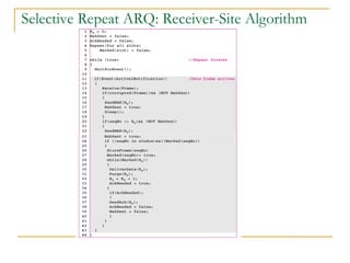 Selective Repeat ARQ: Receiver-Site Algorithm
 