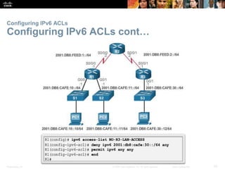 Presentation_ID 50© 2008 Cisco Systems, Inc. All rights reserved. Cisco Confidential
Configuring IPv6 ACLs
Configuring IPv...