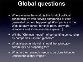 Censorship by Chinese Blog-hosting Companies | PPT
