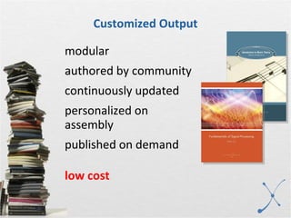 Customized Output modular authored by community continuously updated personalized on assembly published on demand low cost 