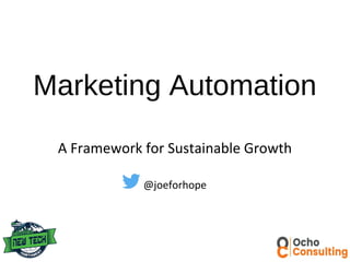 Marketing Automation
A Framework for Sustainable Growth
@joeforhope
 