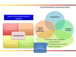 COMPORTAMIENTO ORGANIZACIONAL  Efectos del ambiente sobre la empresa procesos comportamiento 