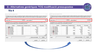 Via 4
2.- Alternatives genèriques TCQ modificació pressupostos
 