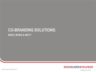 CO-BRANDING SOLUTIONS:
WHAT, WHEN & WHY?




                         February 18, 2011   1
 