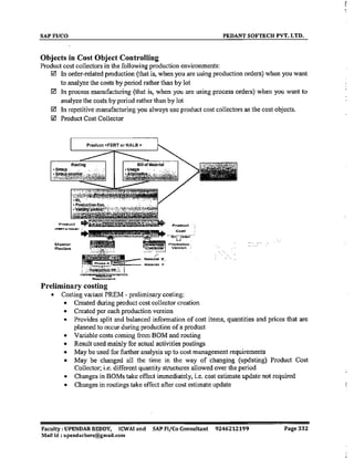 SAP CO  by upendar reddy,icwai