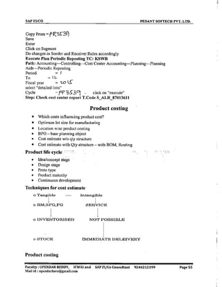 SAP CO  by upendar reddy,icwai