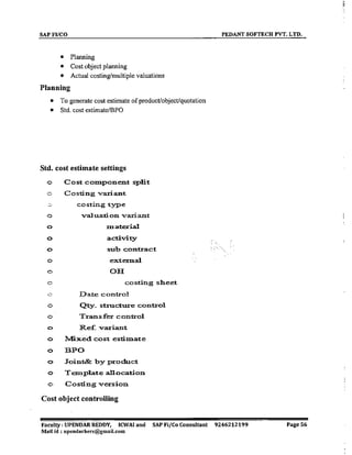 SAP CO  by upendar reddy,icwai