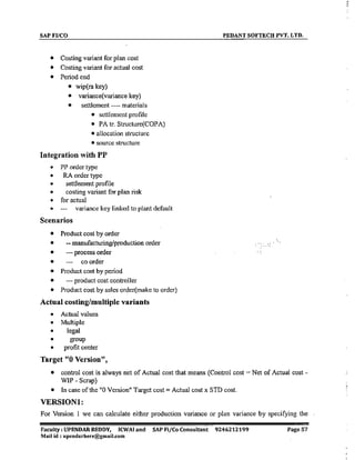SAP CO  by upendar reddy,icwai