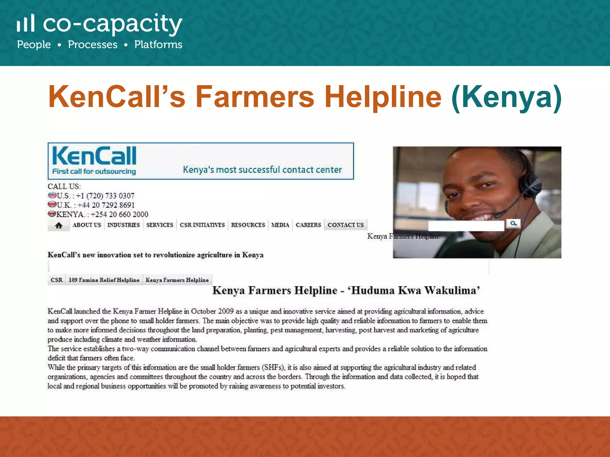 KenCall’s Farmers Helpline  (Kenya) 