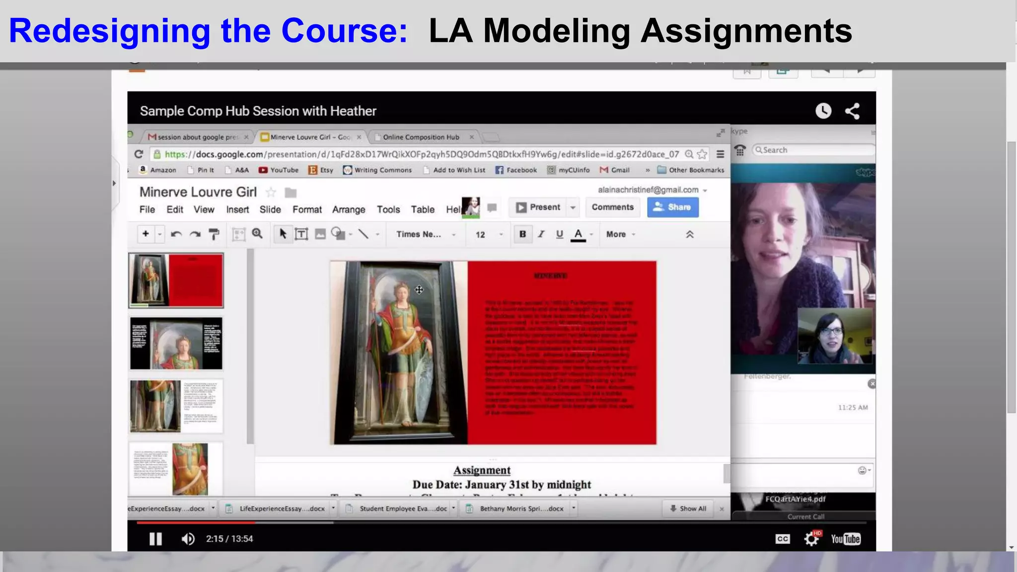 Redesigning the Course: LA Modeling Assignments
 