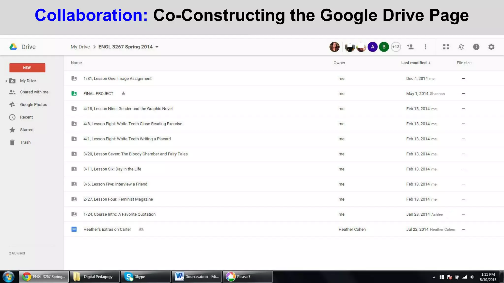 Collaboration: Co-Constructing the Google Drive Page
 