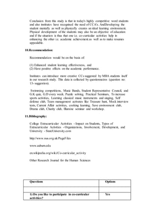 reserarch paper on Co curricular activities -need of time | DOCX