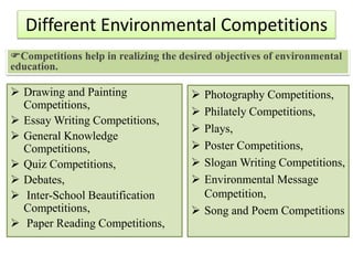 Different Competitions Co curricular activities in Environmental Education | PPTX