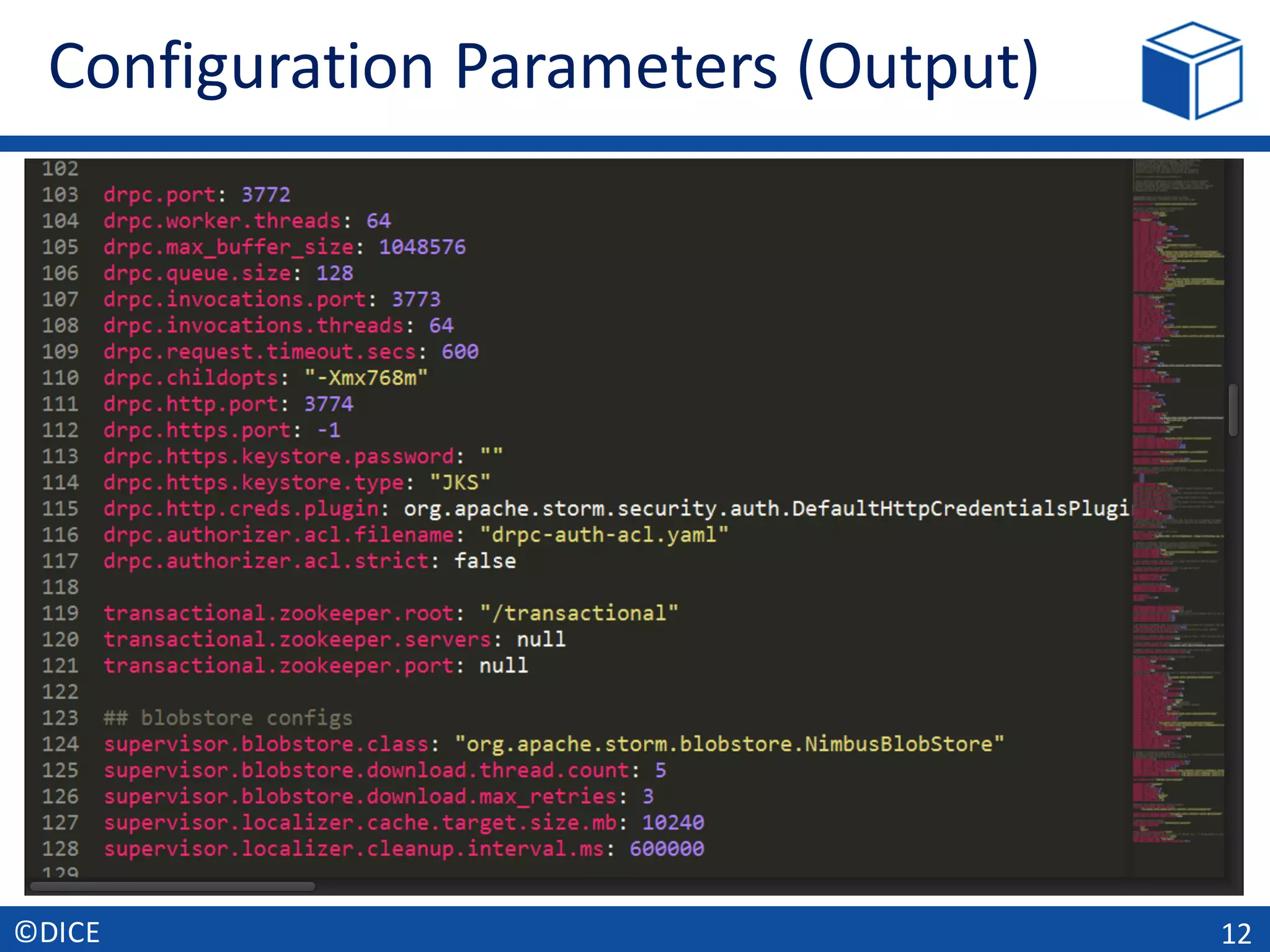 Configuration	Parameters	(Output)
12©DICE
 