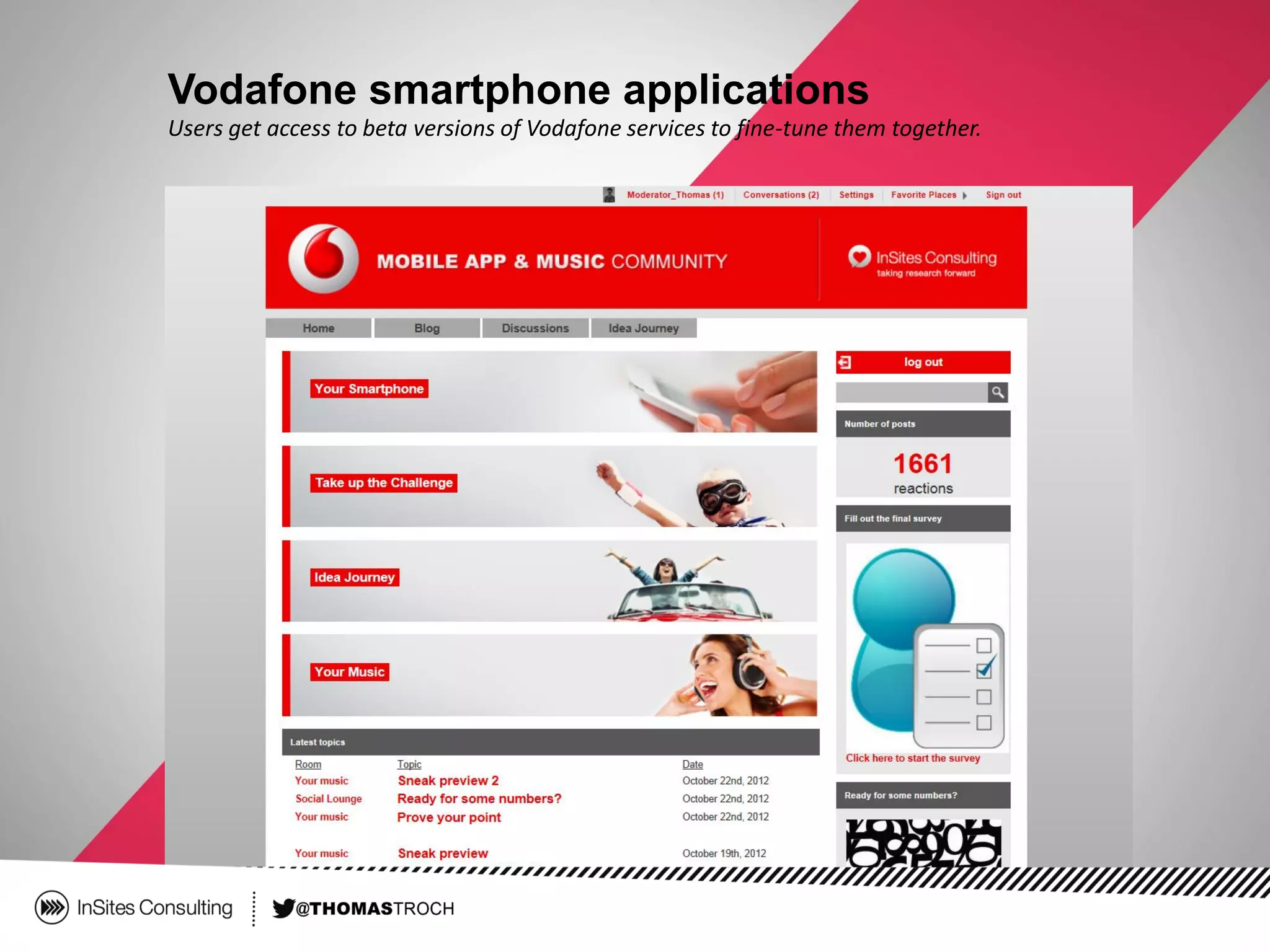 Vodafone smartphone applications
Users get access to beta versions of Vodafone services to fine-tune them together.
 