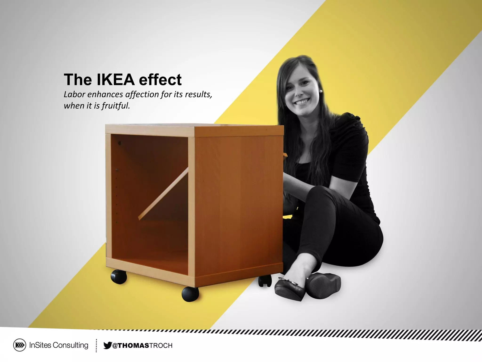 The IKEA effect
Labor enhances affection for its results,
when it is fruitful.
 
