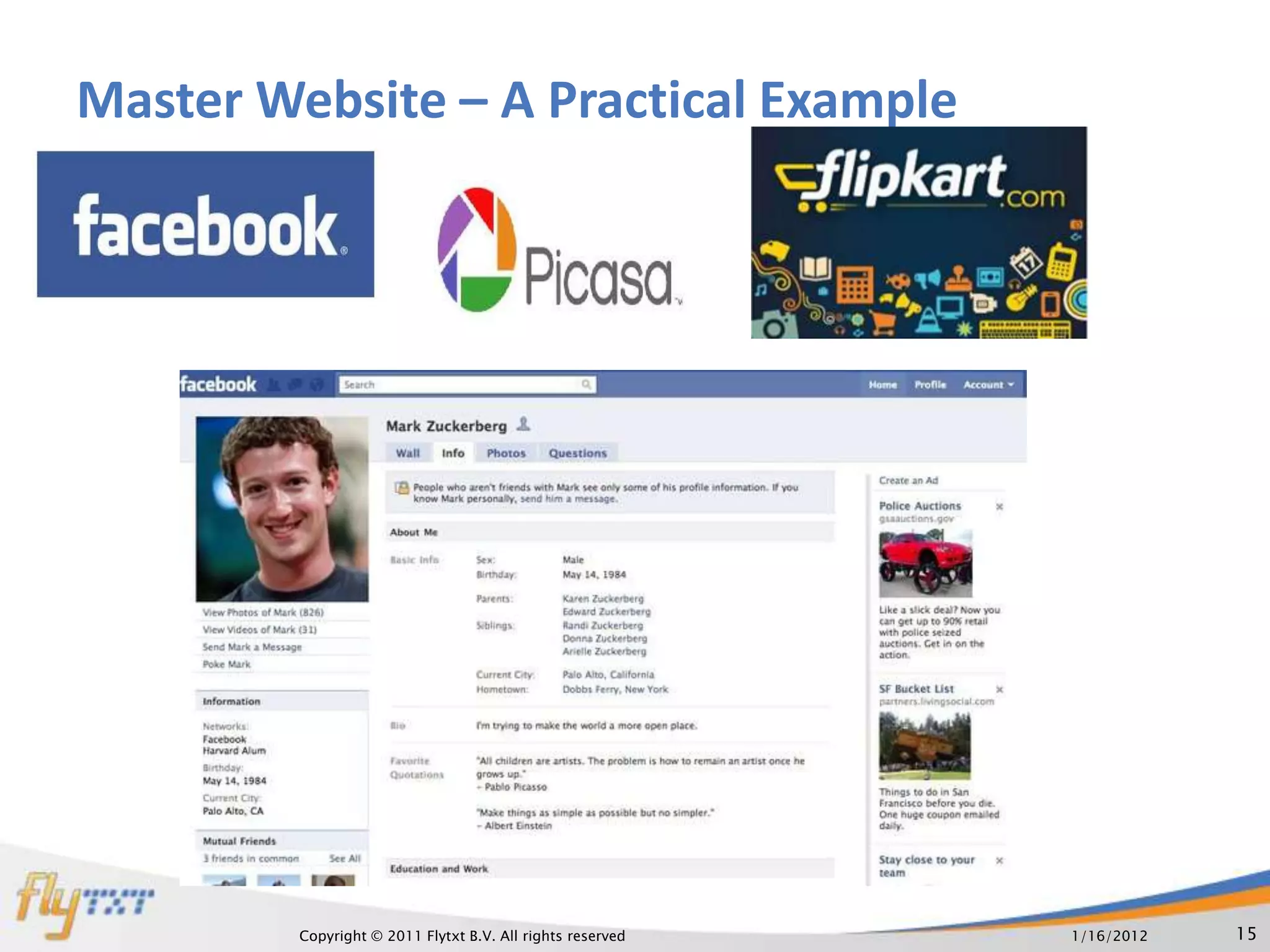 Master Website – A Practical Example




         Copyright © 2011 Flytxt B.V. All rights reserved   1/16/2012   15
 