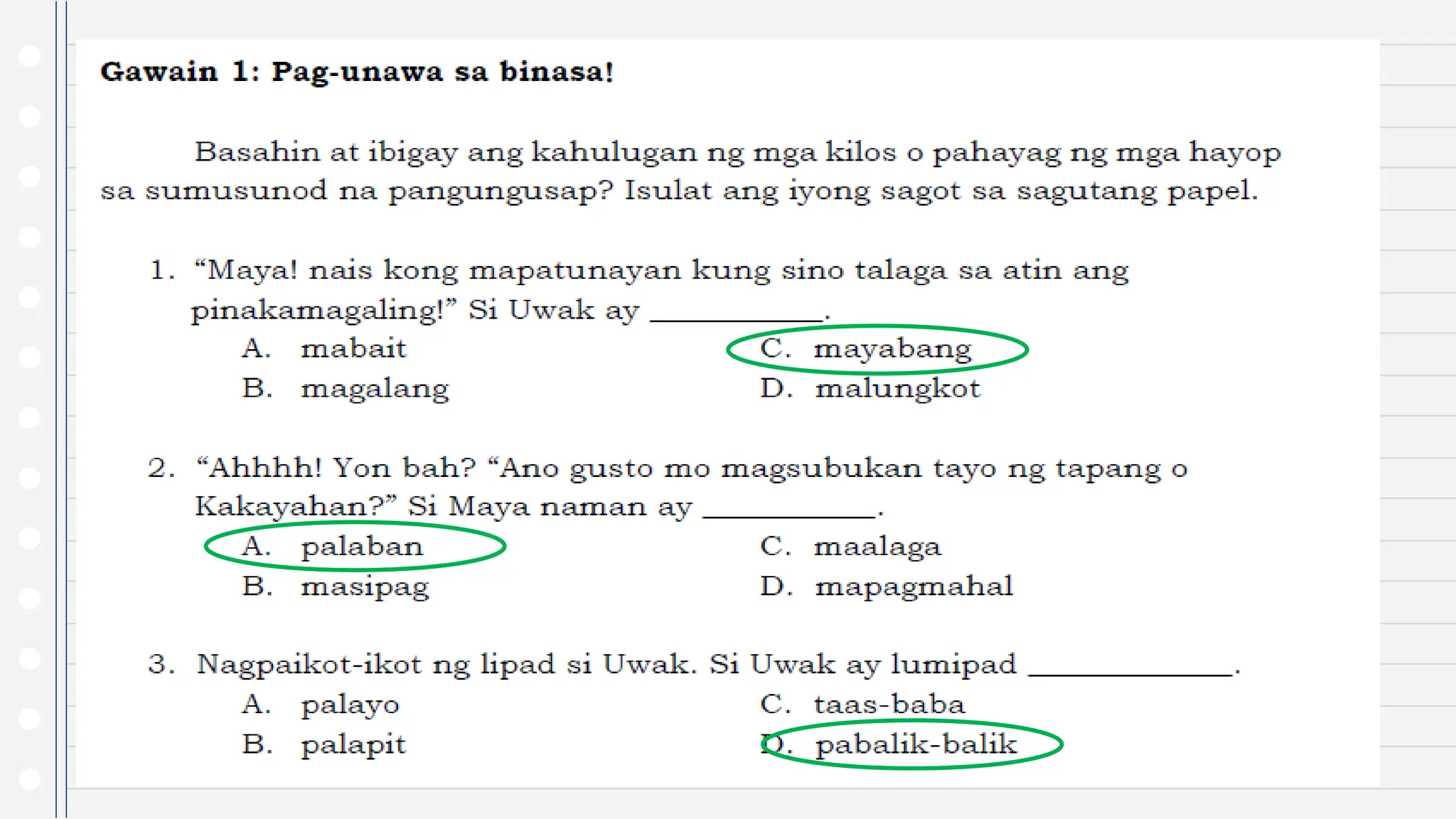 Pagbibigay Kahulugan s kilos at pahayag ng mga tauhan sa napakinggang ...