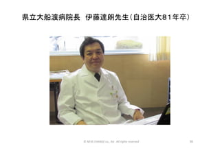 県立大船渡病院長　伊藤達朗先生（自治医大８１年卒）	
58	
©	
  NEXt	
  CHANGE	
  co.,	
  ltd.	
  	
  All	
  rights	
  reserved	
  
 