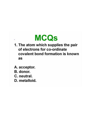 Co ordinate covalent bond