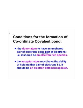 Co ordinate covalent bond