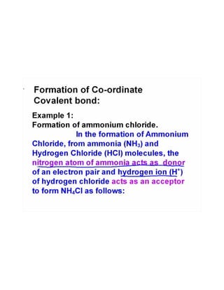 Co ordinate covalent bond