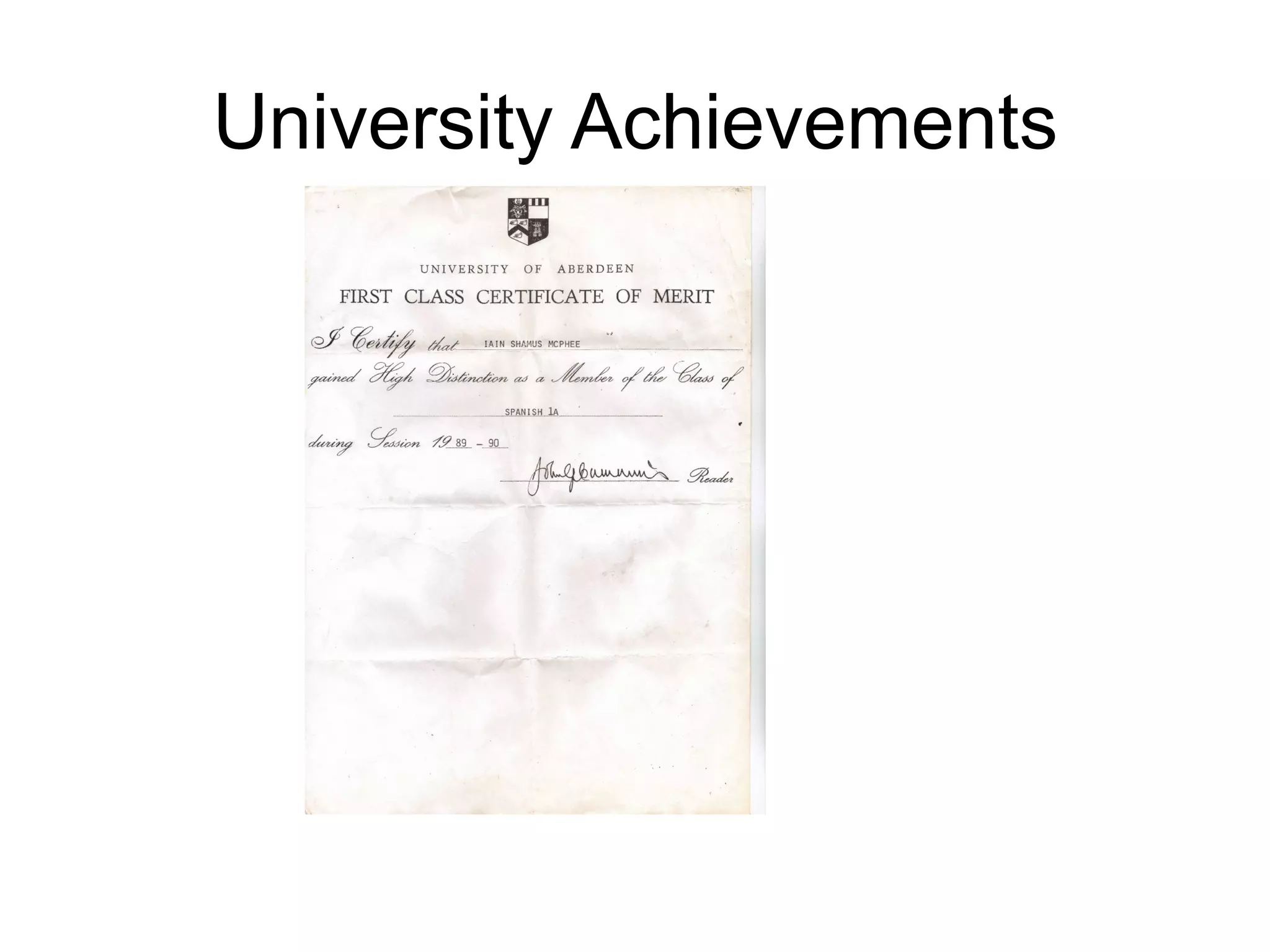 University Achievements
 