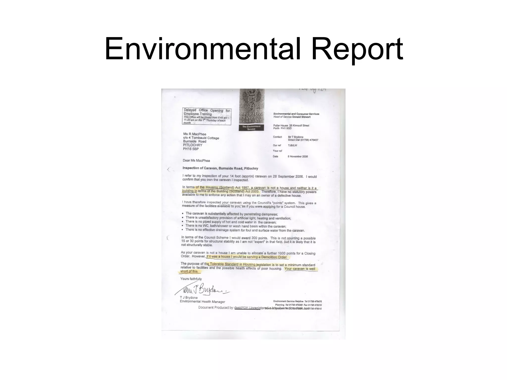 Environmental Report
 