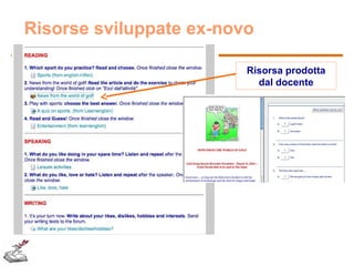 Risorse sviluppate ex-novo
Risorsa prodotta
dal docente

 