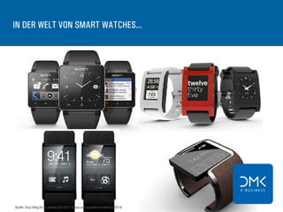 Quelle: http://blog.btrax.com/en/2014/01/19/top-user-experience-trends-in-2014/
IN DER WELT VON SMART WATCHES...
 