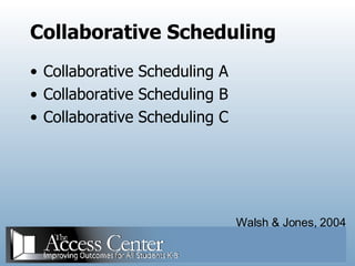 Collaborative Scheduling Collaborative Scheduling A Collaborative Scheduling B Collaborative Scheduling C Walsh & Jones, 2004 