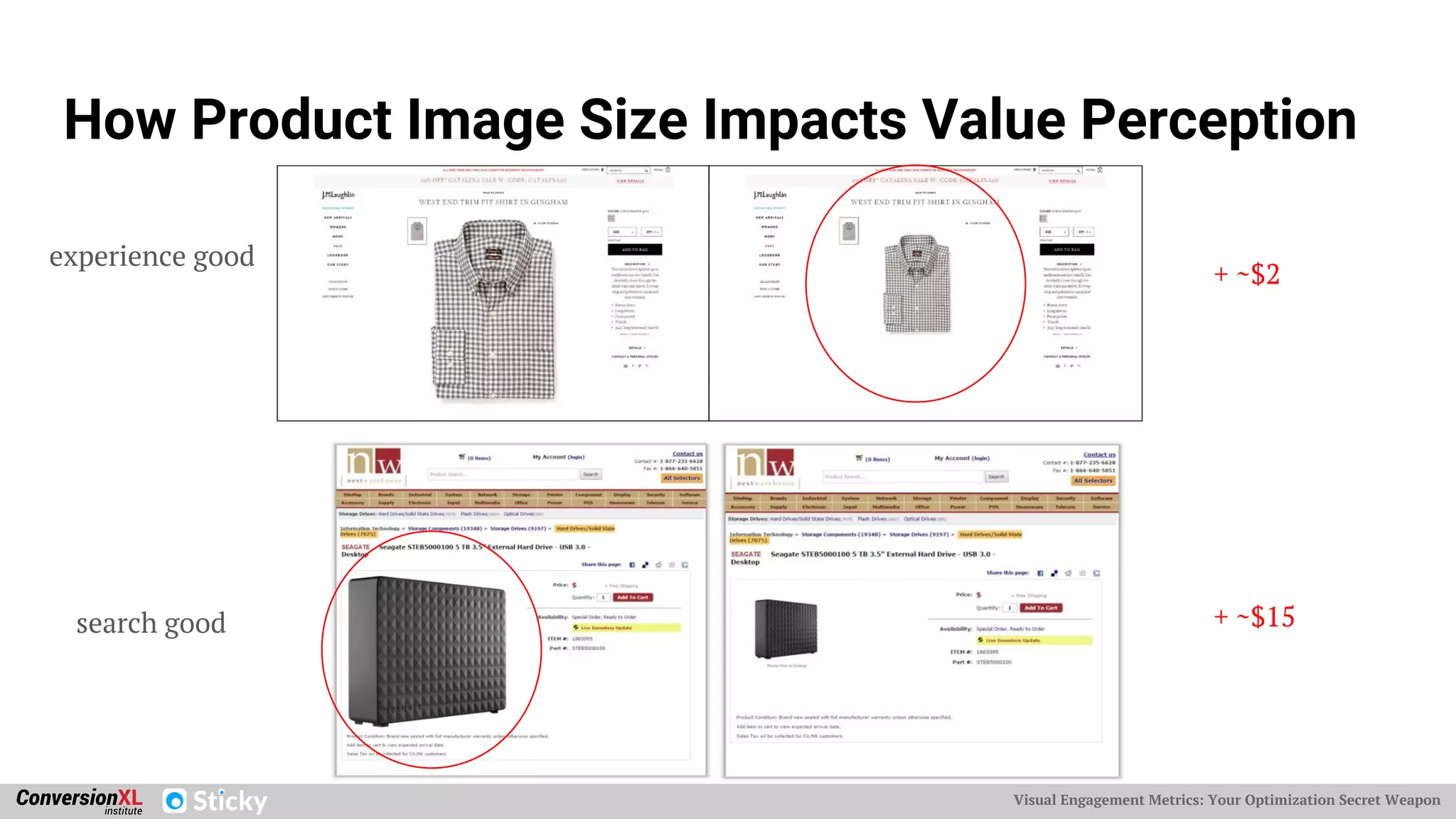 Visual Engagement Metrics: Your Optimization Secret Weapon
How Product Image Size Impacts Value Perception
experience good
search good
+ ~$2
+ ~$15
 