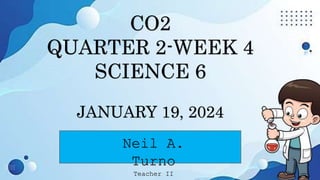 CO2
QUARTER 2-WEEK 4
SCIENCE 6
JANUARY 19, 2024
Neil A.
Turno
Teacher II
 