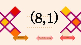 (8,1)
Back
Approve Thanks for trying
 