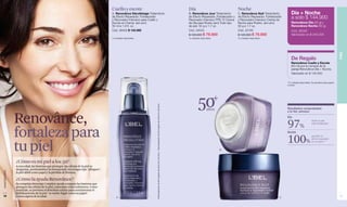 Cuello y escote                                                                                                                            Día                                   Noche
                                                                                     A. Renovânce Décolletage Tratamiento                                                                                                       B. Renovânce Jour Tratamiento         C. Renovânce Nuit Tratamiento          Día + Noche
                                                                                     de Efecto Reparador, Fortalecedor
                                                                                     y Renovador Intensivo para Cuello y
                                                                                                                                                                                                                                de Efecto Reparador, Fortalecedor y
                                                                                                                                                                                                                                Renovador Intensivo FPS 15 Crema
                                                                                                                                                                                                                                                                      de Efecto Reparador, Fortalecedor
                                                                                                                                                                                                                                                                      y Renovador Intensivo Crema de
                                                                                                                                                                                                                                                                                                             a solo $ 144.900
                                                                                     Escote en Crema. (am-pm)                                                                                                                   de Día para Rostro (am) Todo tipo     Noche para Rostro. (am-pm)             Renovânce Día (50 g) y
                                                                                     50 ml e 1.6 fl. oz.                                                                                                                        de piel. 50 g e 1.7 oz.               50 g e 1.7 oz.                         Renovânce Noche (50 g).
                                                                                     Cód. 06402 $ 145.000                                                                                                                       Cód. 24543                            Cód. 22185                             Cód. 95005
                                                                                                                                                                                                                                $ 120.000 $ 79.900                    $ 120.000 $ 79.900                     Valorizado en $ 240.000
                                                                                     10 unidades disponibles.                                                                                                                   10 unidades disponibles.              10 unidades disponibles.




                                                                                                                                                                                                                                                                                                                                                               PIEL
                                                                                                                                                                                                                                                                                                             De Regalo
                                                                                                                                                                                                                                                                                                             Renovânce Cuello y Escote
                                                                                                                                                                                                                                                                                                             (50 ml) por la compra de la
                                                                                                                                                                                                                                                                                                             pareja Renovânce Día + Noche.
                                                                                                                                                                                                                                                                                                             Valorizado en $ 145.000


                                                                                                                                                                                                                                                                                                          *70 unidades disponibles. Se atenderá hasta agotar
                                                                                                                                                                                                                                                                                                          el stock.




                                                                                                                                                                                                                                        50

                                                                                                                   *Autoevaluación de 86 mujeres de entre 50 y 65 años. **Autoevaluación de 63 mujeres de entre 50 y 65 años.
                                                                                                                                                                                                                                                  años                                                    Resultados comprobados
                                                                                                                                                                                                                                                                                                          a la 4ta. semana


               Renovânce,                                                                                                                                                                                                                                                                                 Día


                                                                                                                                                                                                                                                                                                          97%                      sintió su piel
                                                                                                                                                                                                                                                                                                                                   más fortalecida.*




               fortaleza para                                                                                                                                                                                                                                                                             Noche


                                                                                                                                                                                                                                                                                                          100%                     percibió un
                                                                                                                                                                                                                                                                                                                                   efecto reparador



               tu piel
                                                                                                                                                                                                                                                                                                                                   en el rostro.**


                                                                                                                                                                                                                                                           B




               ¿Cómo es mi piel a los 50?
               A esta edad, las barreras que protegen las células de la piel se
               desgastan, acentuándose la resequedad, las arrugas tipo "pliegues",
www.lbel.com




               la piel débil como papel y la pérdida de firmeza.

               ¿Cómo la ayuda Renovânce?
               Su complejo Renovâge Complexe ayuda a reparar las barreras que
               protegen las células de la piel, conocidas como telómeros. Como
               resultado, se previene el deterioro celular para contrarrestar el
               debilitamiento de la piel –se vuelve frágil como un papel–
 18            y otros signos de la edad.                                                A                                                                                                                                                                                                           C
                                                                                                                                                                                                                                                                                                                                                               19
 