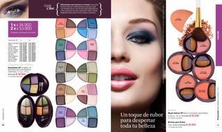 Difuminado que ilumina tu mirada. Descubre
                                                                      Guía




                                                                                                                                                         Modelo maquillada: Feminin Couleur, Artisté XP Noir, Total Cils Noir, Blush Delicat XP Caramel y Gloss Grape Lumière.
                                                                                       nuevos tonos y combinaciones para tus ojos
                                                                           L’Bel       con Smokey Eyes, una técnica que difumina el
                                                                                       color y destaca tus ojos mientras cubre ciertas
                                                                                       imperfecciones que con los años se marcan.


                                                                                                                                                                                                                                                                                              Cuivre
                                                                                                                                                                                                                                                                                            Cód. 02376



                   1 x $ 34.900
                                                                                     Tabac                                  Marine
                                                                                   Lumineuse



                   2 x $ 53.900




                                                                                                                                                                                                                                                                                                                                         COLOR
                   Cualquier combinación es posible.



               Expressive XP        1x            2x

               Tabac Lumineuse      Cód. 01742	   Cód. 95012                                                                Spring
                                                                                    Feminin                                                                                                                                                                                                                                   Eden
               Marine	              Cód. 01753	   Cód. 95013                        Couleur                                 Fields
               Feminin Couleur	     Cód. 02409	   Cód. 95016                                                                                                                                                                                                                                                                Cód. 02337
               Spring Fields	       Cód. 02391	   Cód. 95015
               Amazon Festival	     Cód. 02306	   Cód. 95014
               Terre Surrealiste	   Cód. 01642	   Cód. 95011
               Mystique Noir	       Cód. 01886	   Cód. 95032
               Vert Bois	           Cód. 00151	   Cód. 95030
               Marron Elegance	     Cód. 01932	   Cód. 95033
               Rose Pétale	         Cód. 02459	   Cód. 95035
               Illusion Violette	   Cód. 02445	   Cód. 95034
               Bleu Profond	        Cód. 00508	   Cód. 95031
                                                                                                                                                                                                                                                                                         Caramel
                                                                                                                                                                                                                                                                                        Cód. 02338
               Cuarteto de colores                                                 Mystique
               Expressive XP Cuarteto de                                             Noir
                                                                                                                Vert Bois
               Sombras para Ojos Máxima
               Cobertura. 4.4 g e .15 oz.                                                                                                                                                                                                                                                                                    Rose Thé
                                                                                                                                                                                                                                                                                                                            Cód. 02339
               $ 54.000 $ 34.900
               700 unidades disponibles.


                                                                                                                                                                                                                                                                                                               Miel
                                                                                                                                                                                                                                                                                                            Cód. 02335


                                                         Terre




                                                                                                                                                                                                                                                                                                                                         Promoción Base Máximo Confort, P 41
                                                       Surrealisté                  Marron
                                                                                   Elegance                                                                                                                                                                                                                               Abricot Doré
                                                                                                                 Rose
                                                                                                                 Pétale                                                                                                                                                                                                   Cód. 02343




                                                                                                                                                                                                                                                                                 Rubor
www.lbel.com




                                                                     Amazon
                                                                     Festival
                                                                                   Illusion


                                                                                                                                         Un toque de rubor                                                                                                                       Blush Delicat XP Rubor Compacto para Rostro.
                                                                                   Violette

                                                                                                                                                                                                                                                                                 5.29 g e .18 oz. $ 54.000 $ 40.500
                                                                                                                                                                                                                                                                                 80 unidades disponibles.
                                                                                                                  Bleu
                                                                                                                 Profond                 para despertar                                                                                                                          Brocha para Rubor.
 52
                                                                                                                                         toda tu belleza                                                                                                                         Cód. 24262 $ 30.000 $
                                                                                                                                                                                                                                                                                 10 unidades disponibles.
                                                                                                                                                                                                                                                                                                                 20.900                     53
 