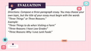 Two Reason Essay Example Classroom Observation English Grade 5 week 2 | PPTX