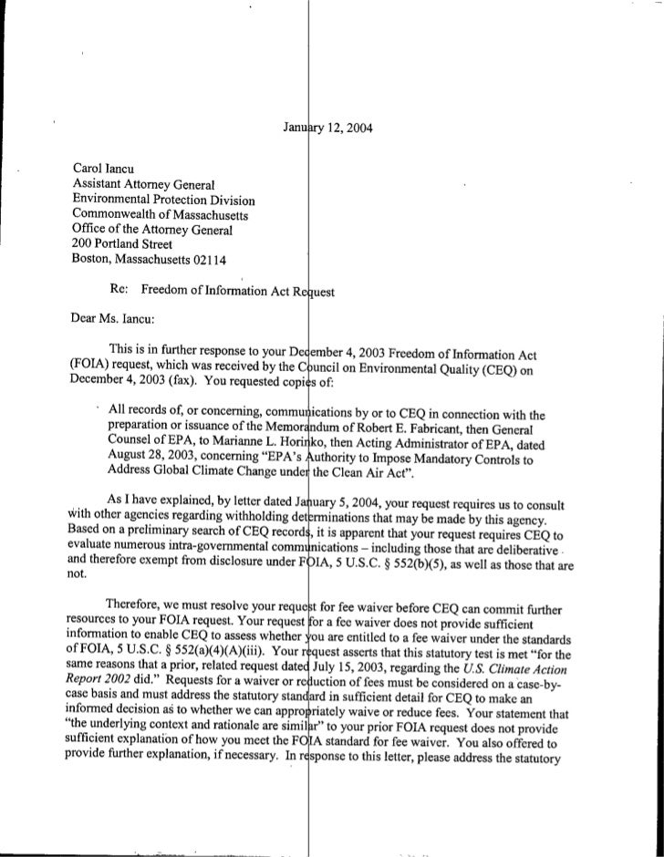 epa caa response letter to foia response letter to a request