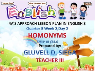 4A’S APPROACH LESSON PLAN IN ENGLISH 3
Prepared by:
 